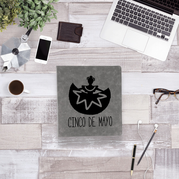 Cinco De Mayo Leather Binder - 1" - Grey - Lifestyle View