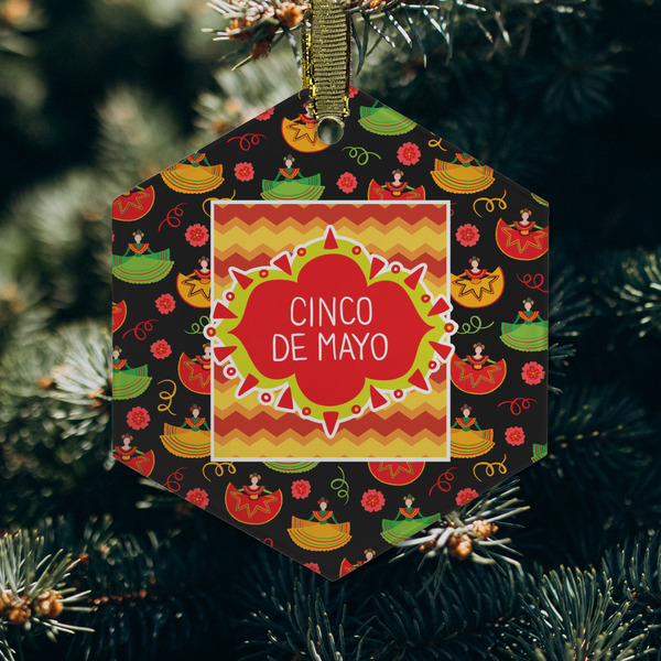 Cinco De Mayo Frosted Glass Ornament - Hexagon (Lifestyle)