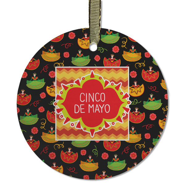 Custom Cinco De Mayo Flat Glass Ornament - Round