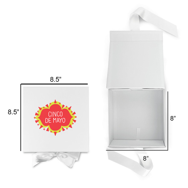 Cinco De Mayo Gift Boxes with Magnetic Lid - White - Open & Closed