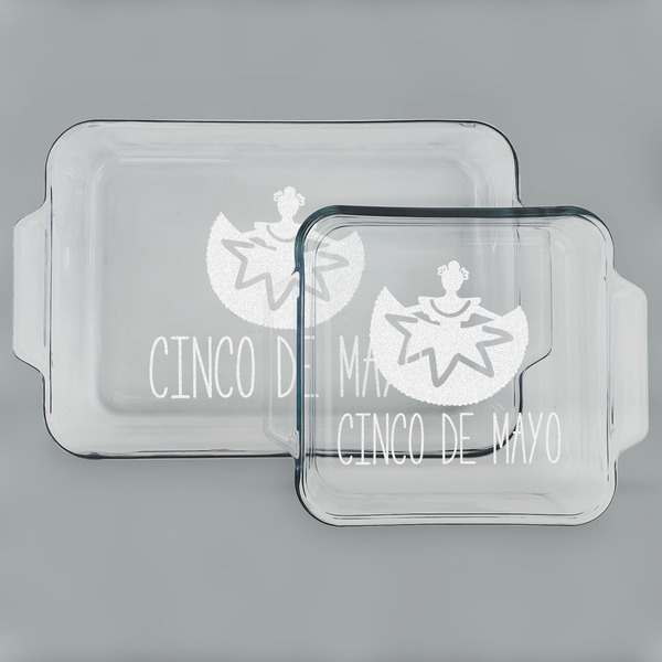 Custom Cinco De Mayo Set of Glass Baking & Cake Dish - 13in x 9in & 8in x 8in