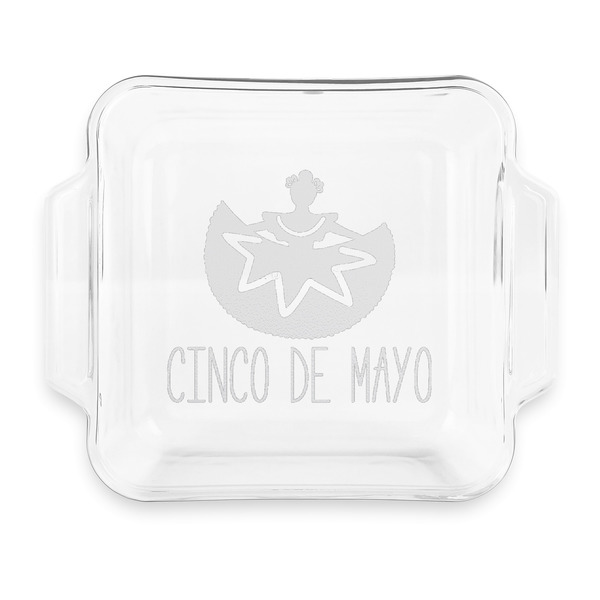 Custom Cinco De Mayo Glass Cake Dish with Truefit Lid - 8in x 8in