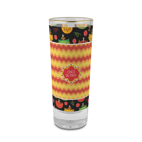Custom Cinco De Mayo 2 oz Shot Glass - Glass with Gold Rim