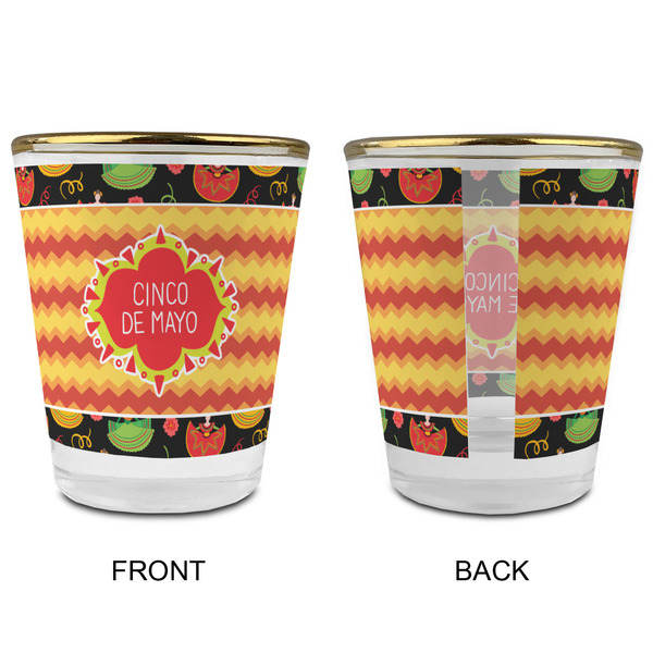 Cinco De Mayo Glass Shot Glass - with gold rim - APPROVAL