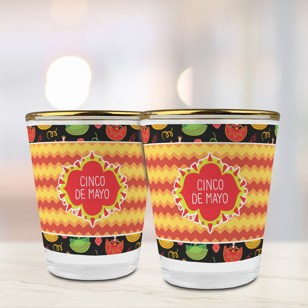 Cinco De Mayo Glass Shot Glass - with gold rim - LIFESTYLE