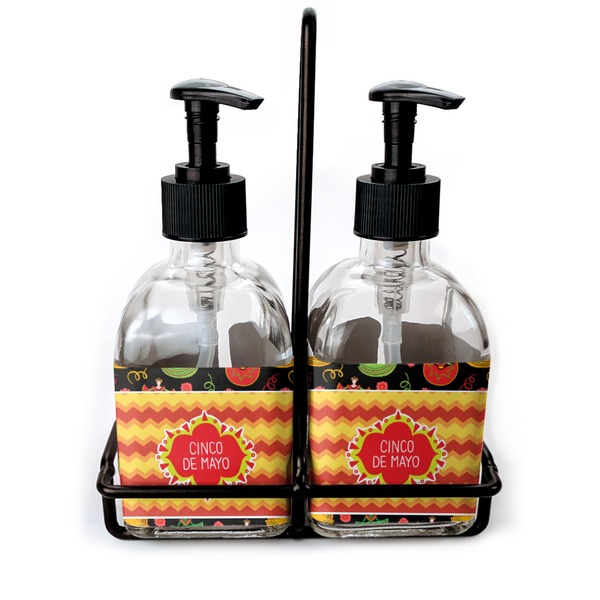 Custom Cinco De Mayo Glass Soap & Lotion Bottle Set