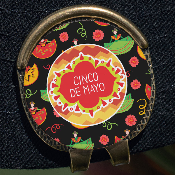 Cinco De Mayo Golf Ball Marker Hat Clip - Gold - Close Up