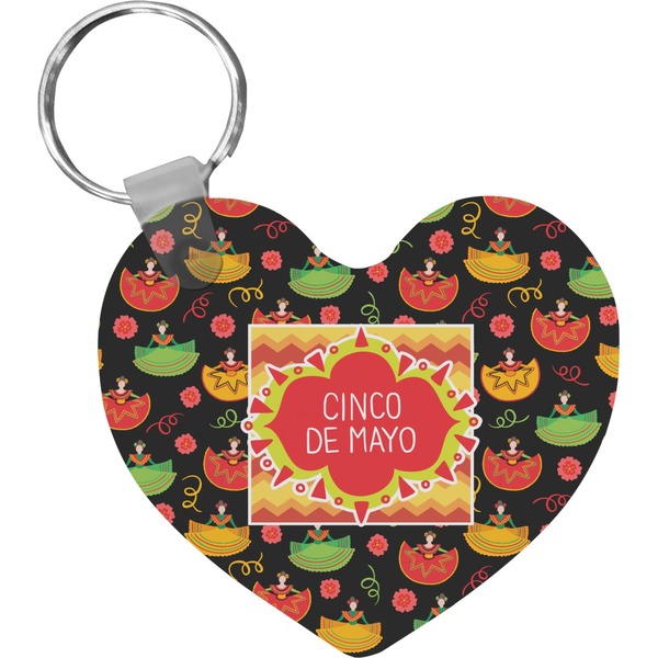 Custom Cinco De Mayo Heart Plastic Keychain