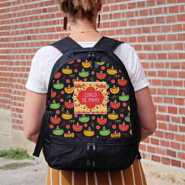 Cinco De Mayo Large Backpack - Black - On Back