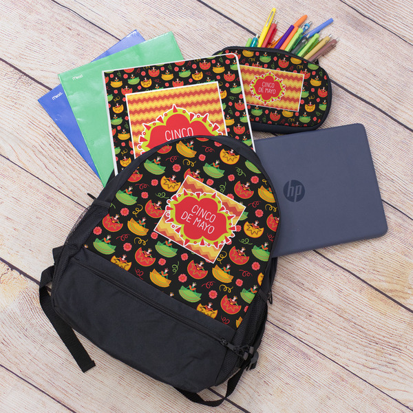 Cinco De Mayo Large Backpack - Black - With Stuff