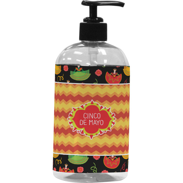 Custom Cinco De Mayo Plastic Soap / Lotion Dispenser (16 oz - Large - Black)