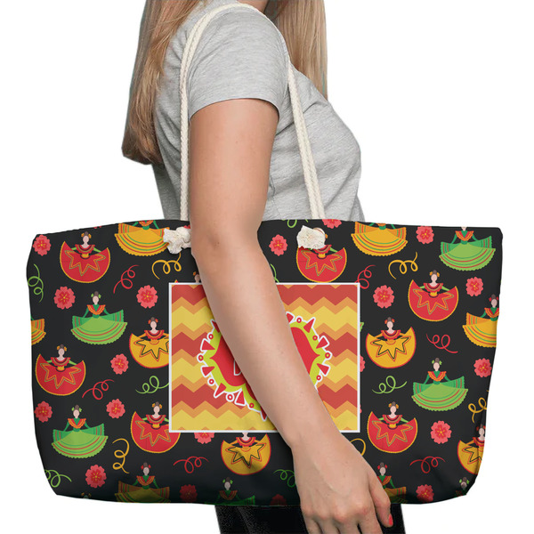 Cinco De Mayo Large Rope Tote Bag - In Context View