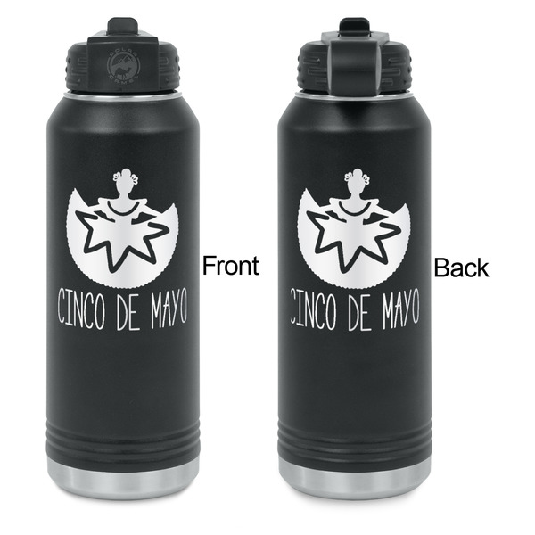 Cinco De Mayo Laser Engraved Water Bottles - Front & Back Engraving - Front & Back View