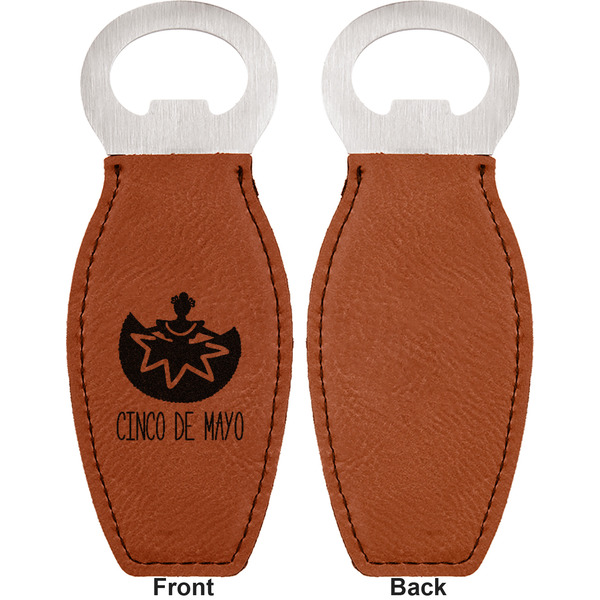 Cinco De Mayo Leather Bar Bottle Opener - Front and Back (single sided)