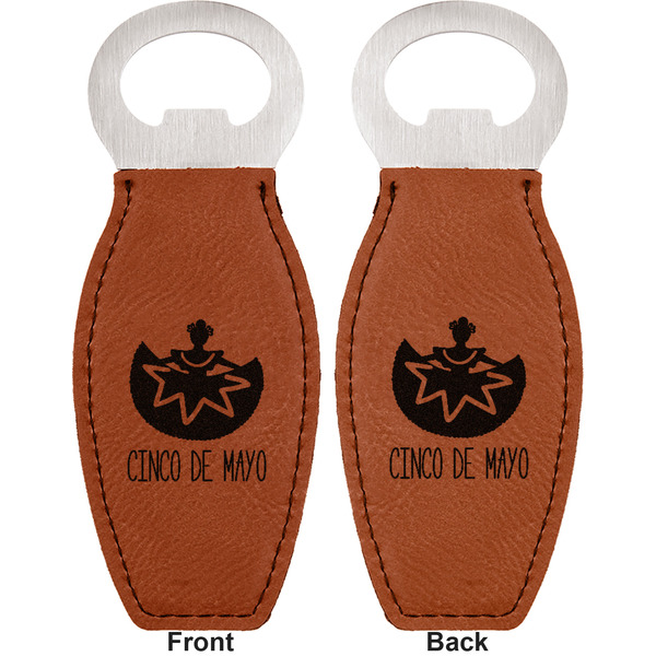 Cinco De Mayo Leather Bar Bottle Opener - Front and Back
