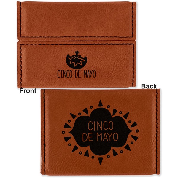 Cinco De Mayo Leather Business Card Holder - Front Back