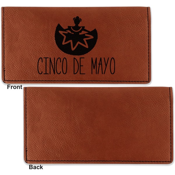 Cinco De Mayo Leather Checkbook Holder Front and Back Single Sided - Apvl