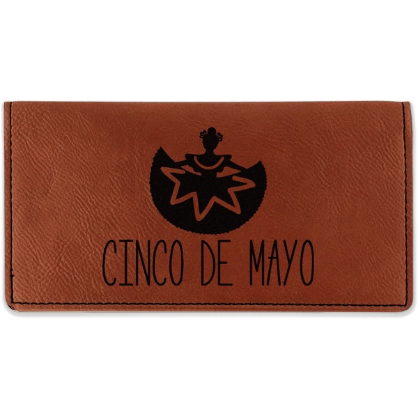Custom Cinco De Mayo Leatherette Checkbook Holder - Double Sided (Personalized)