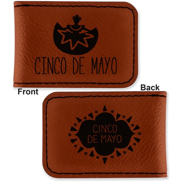 Cinco De Mayo Leatherette Magnetic Money Clip - Front and Back