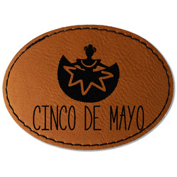 Cinco De Mayo Faux Leather Iron On Patch - Oval