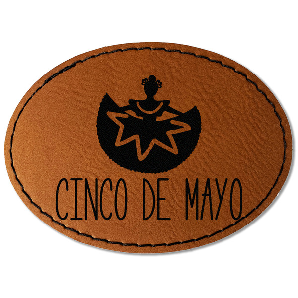 Custom Cinco De Mayo Faux Leather Iron On Patch - Oval