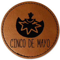 Cinco De Mayo Faux Leather Iron On Patch - Round