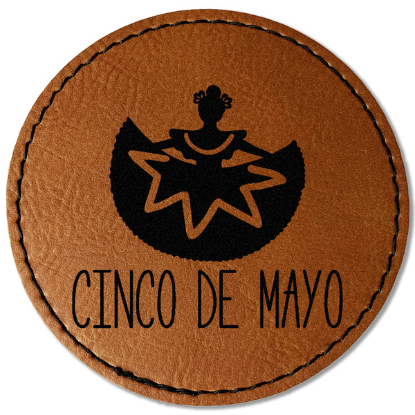 Custom Cinco De Mayo Faux Leather Iron On Patch - Round