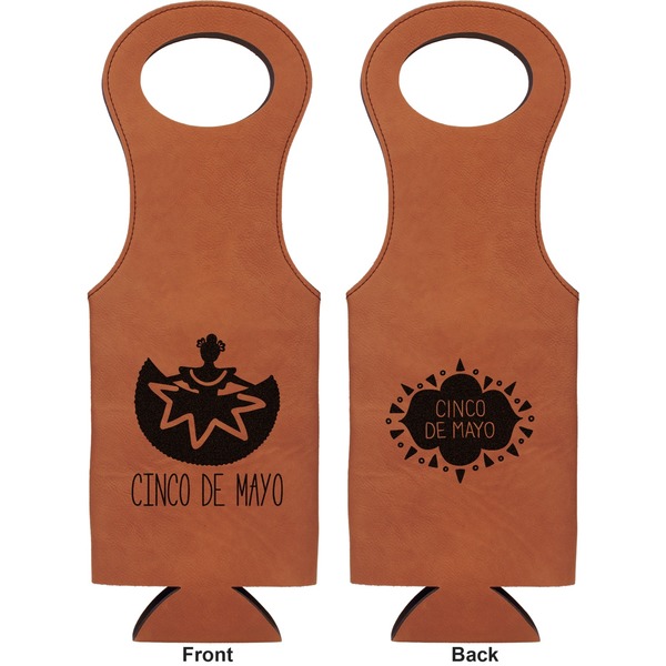 Cinco De Mayo Leatherette Wine Tote Double Sided - Front and Back