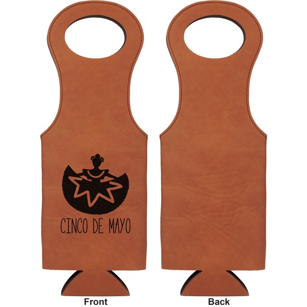 Cinco De Mayo Leatherette Wine Tote Single Sided - Front and Back