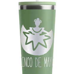 Cinco De Mayo RTIC Everyday Tumbler with Straw - 28oz - Light Green - Single-Sided