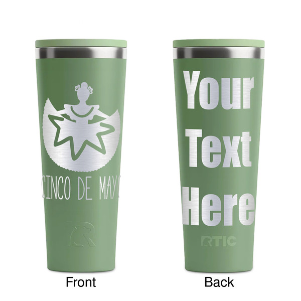 Cinco De Mayo Light Green RTIC Everyday Tumbler - 28 oz. - Front and Back