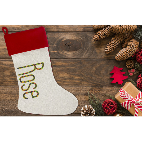 Cinco De Mayo Linen Stocking w/Red Cuff - Flat Lay (LIFESTYLE)