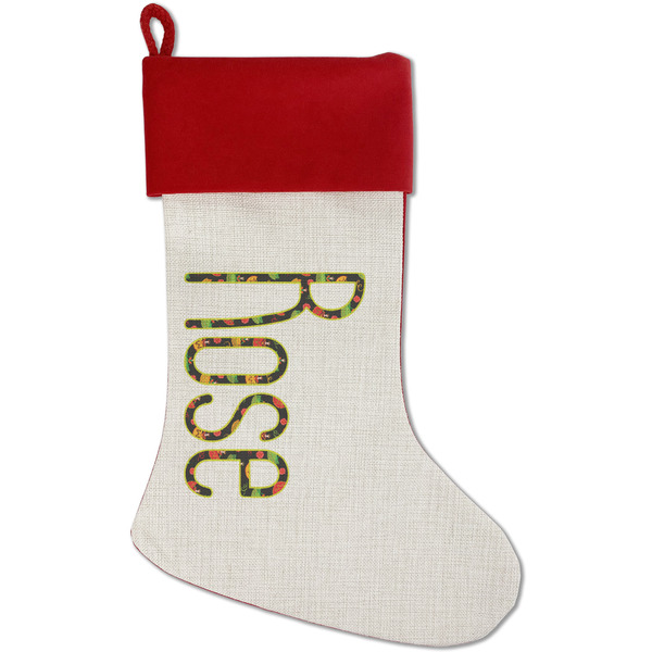 Custom Cinco De Mayo Red Linen Stocking