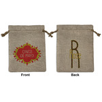 Cinco De Mayo Medium Burlap Gift Bag - Front & Back