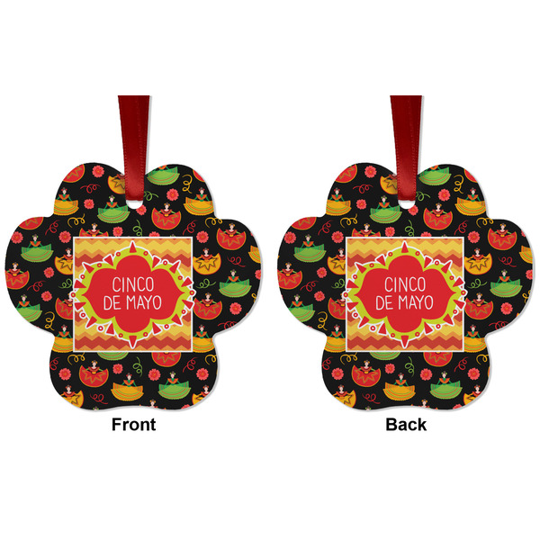 Cinco De Mayo Metal Paw Ornament - Front and Back
