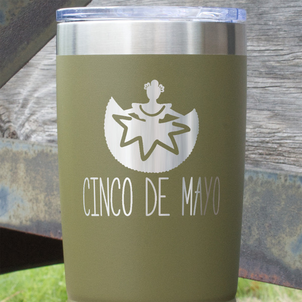 Cinco De Mayo Olive Polar Camel Tumbler - 20oz - Close Up