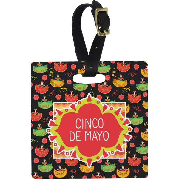 Custom Cinco De Mayo Plastic Luggage Tag - Square