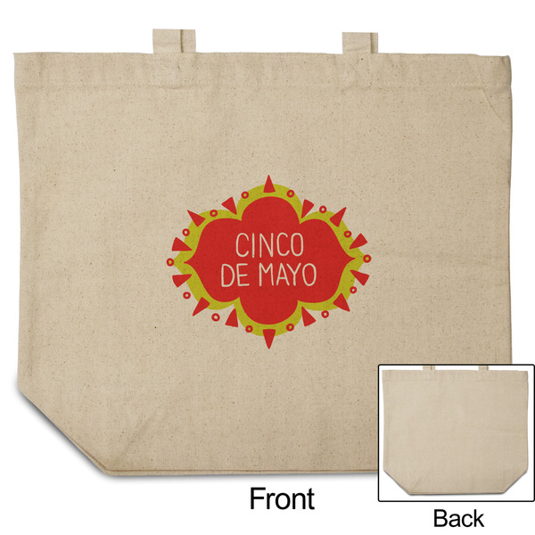 Cinco De Mayo Reusable Cotton Grocery Bag - Front & Back View