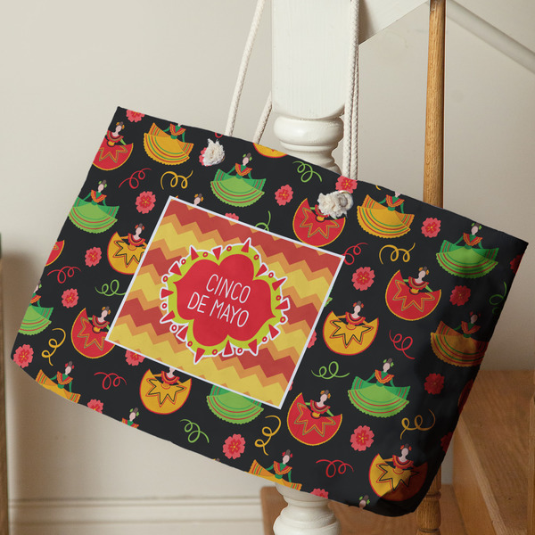Cinco De Mayo Large Rope Tote - Life Style