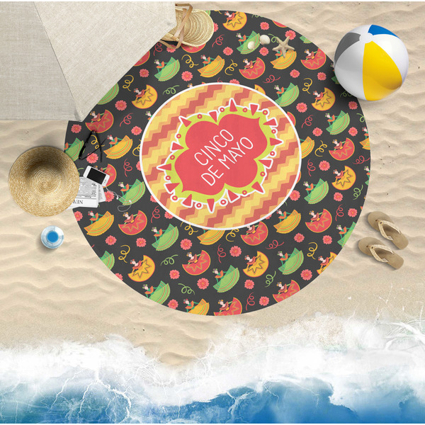 Cinco De Mayo Round Beach Towel Lifestyle