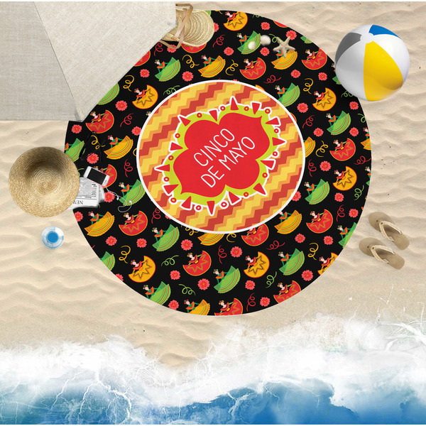 Cinco De Mayo Round Beach Towel Lifestyle