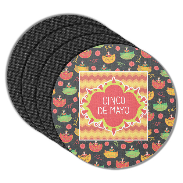 Custom Cinco De Mayo Round Rubber Backed Coasters - Set of 4