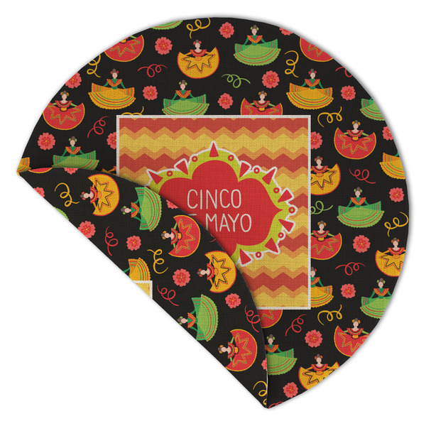 Cinco De Mayo Round Linen Placemats - Front (folded corner double sided)