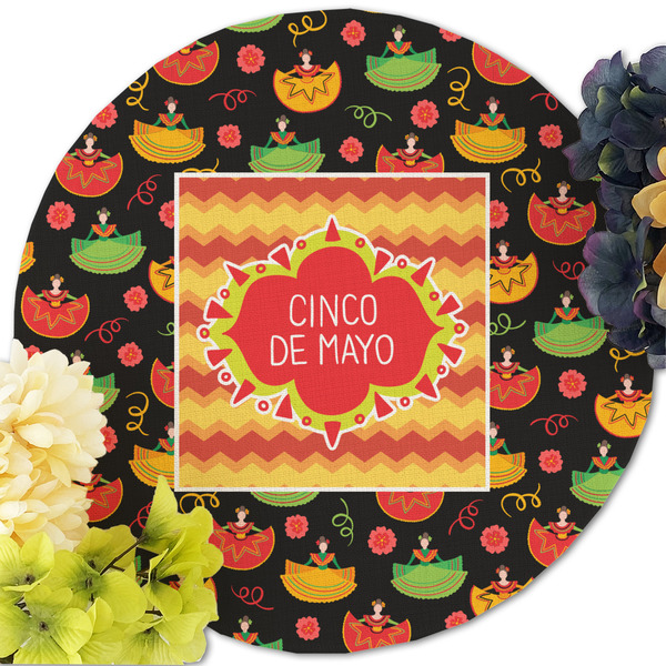 Cinco De Mayo Round Linen Placemats - Front (w flowers)