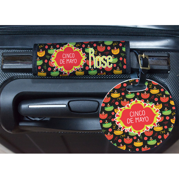 Cinco De Mayo Round Luggage Tag & Handle Wrap - In Context