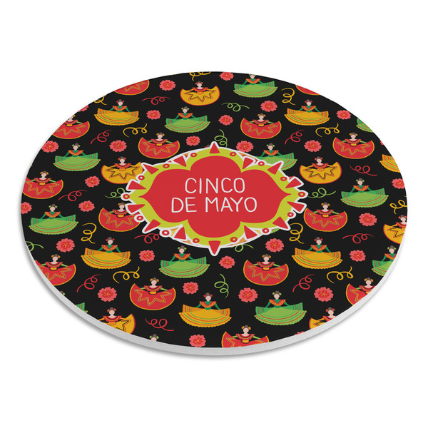 Cinco De Mayo Round Stone Trivet - Angle View