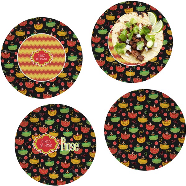 Custom Cinco De Mayo Set of 4 Glass Lunch / Dinner Plate 10" (Personalized)