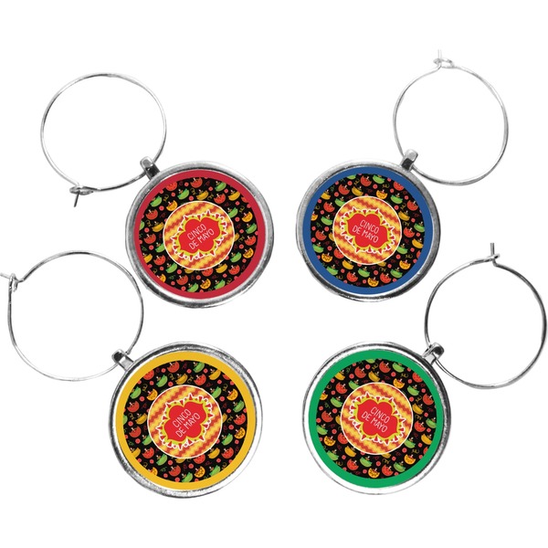 Custom Cinco De Mayo Wine Charms (Set of 4)