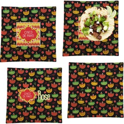 Cinco De Mayo Set of 4 Glass Square Lunch / Dinner Plate 9.5" (Personalized)
