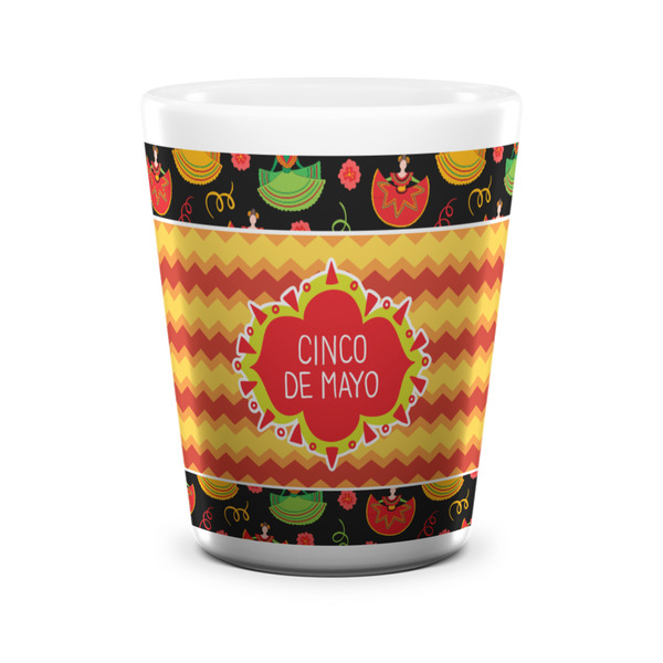 Custom Cinco De Mayo Ceramic Shot Glass - 1.5 oz - White - Set of 4